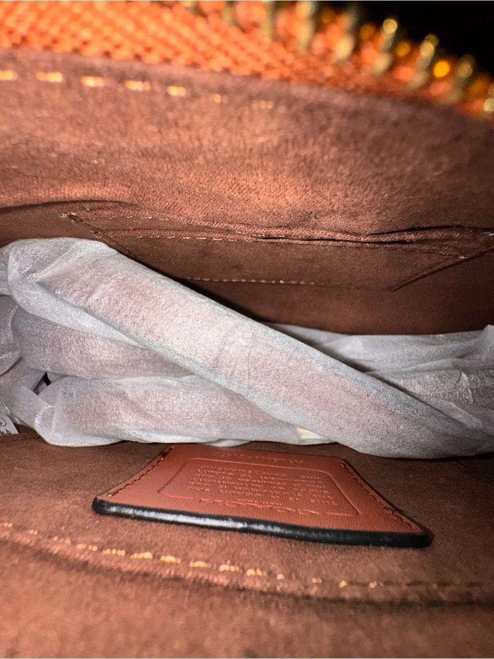 Coach Teri Shoulder Bag Signature Canvas Tan Brown Gold Purse
